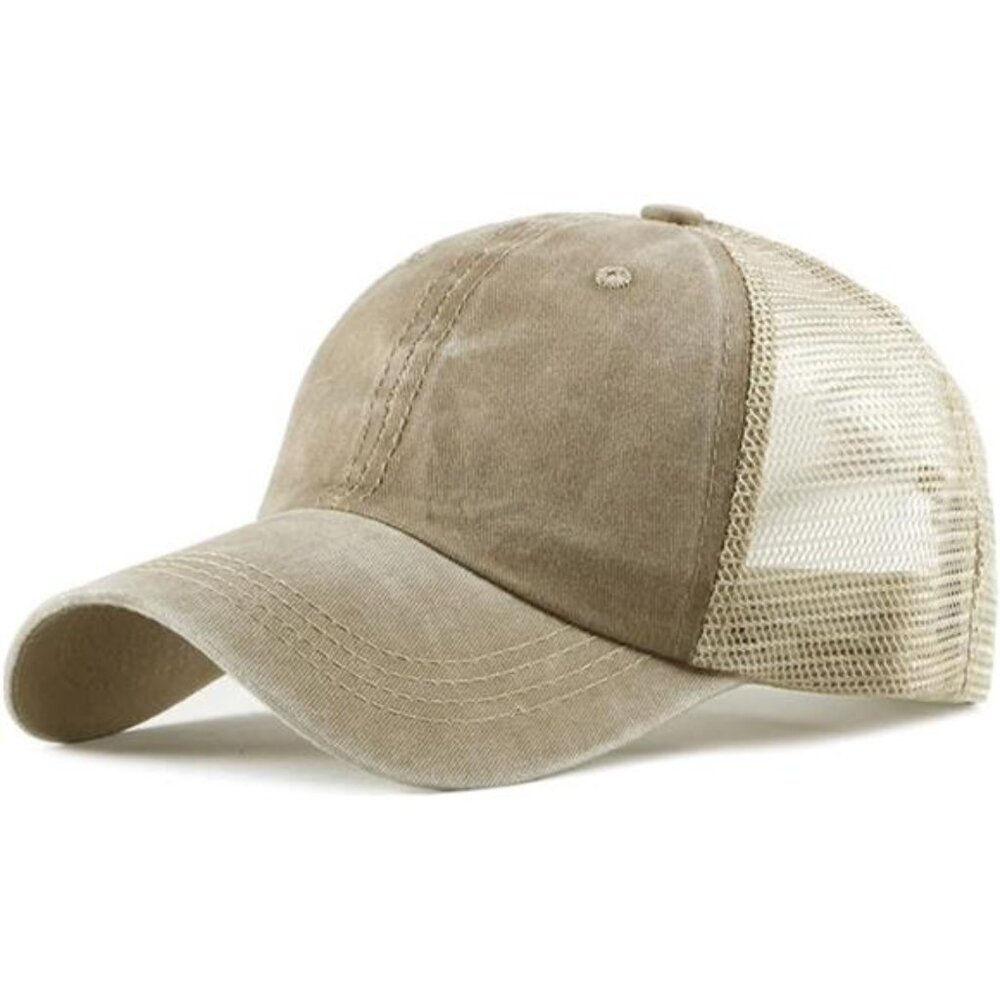 Mens Mesh Baseball Cap Adjustable Trucker Hat Curved Bill Breathable Sun Hat